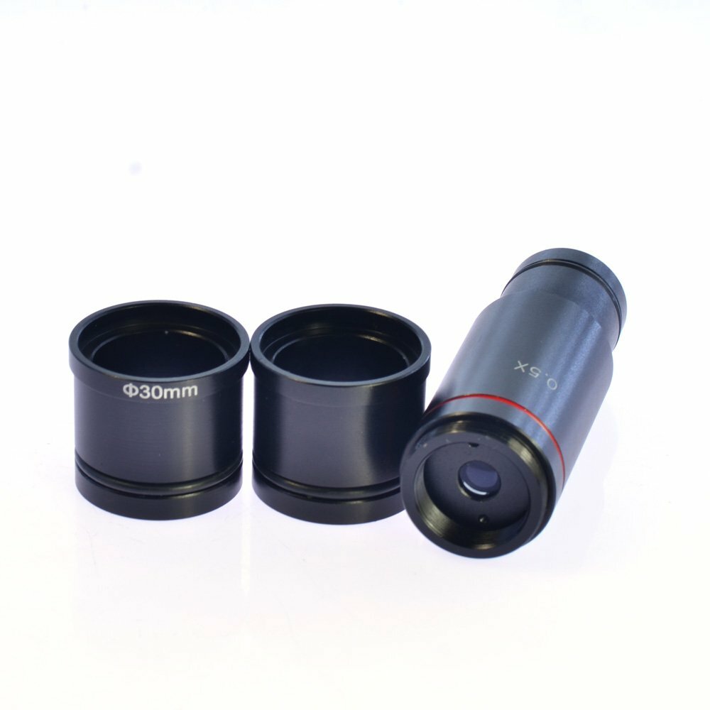 0.5X Microscope CCD Camera Reducing Lens W/ 30mm 30.5mm Adapter Rings