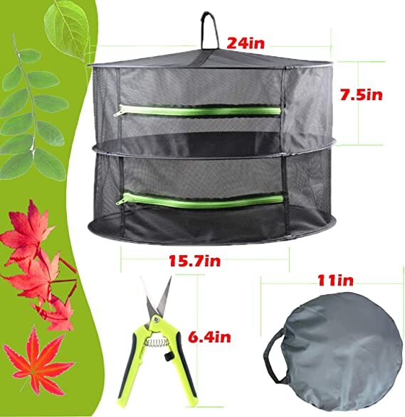 2 Layer 2ft Herb Drying Rack Black Mesh Hanging Weed Drying Rack net