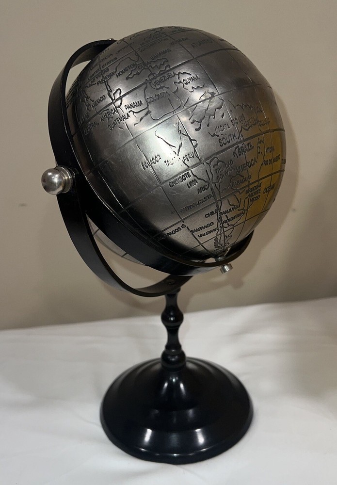Globe Earth Stand Base Metal Vintage