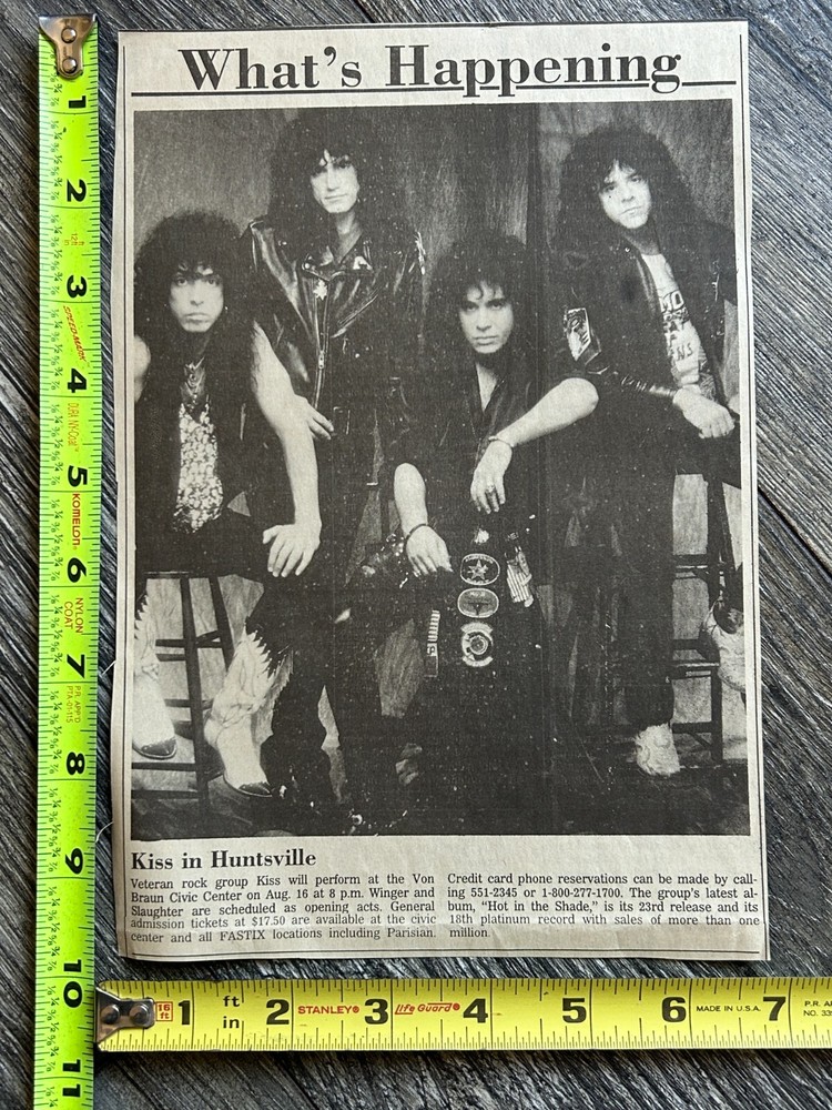 KISS Concert Clipping Hot In the Shade Tour Alabama Aug 16 1990 Vintage Kiss