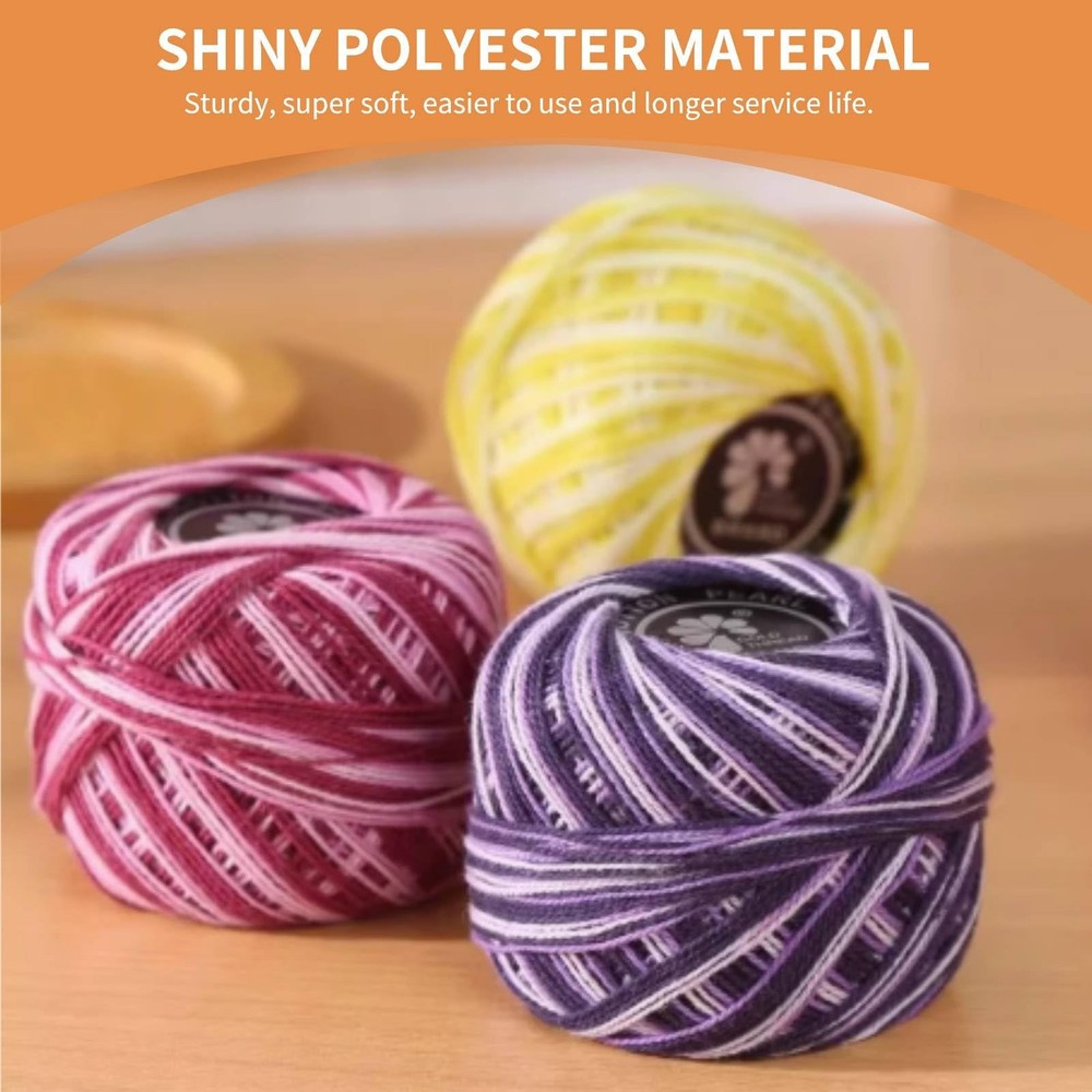 16 Rolls Crochet Thread, Rainbow Colors Cross Stitch Threads Various
