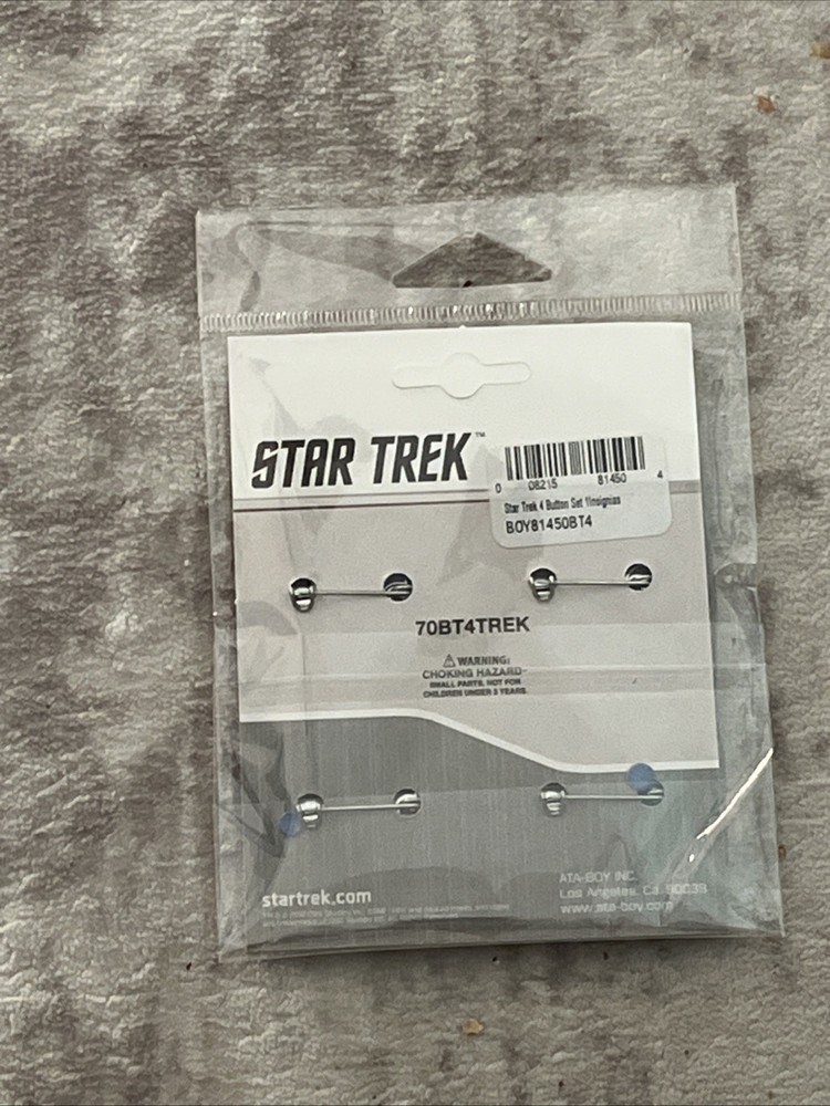Star Trek 4 Button Set Command Science Engineering Klingon Logos - Brand New