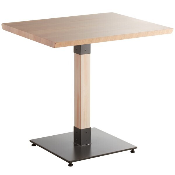 24" x 30" Rectangular Solid Wood Live Edge Restaurant Table Top in White Wood