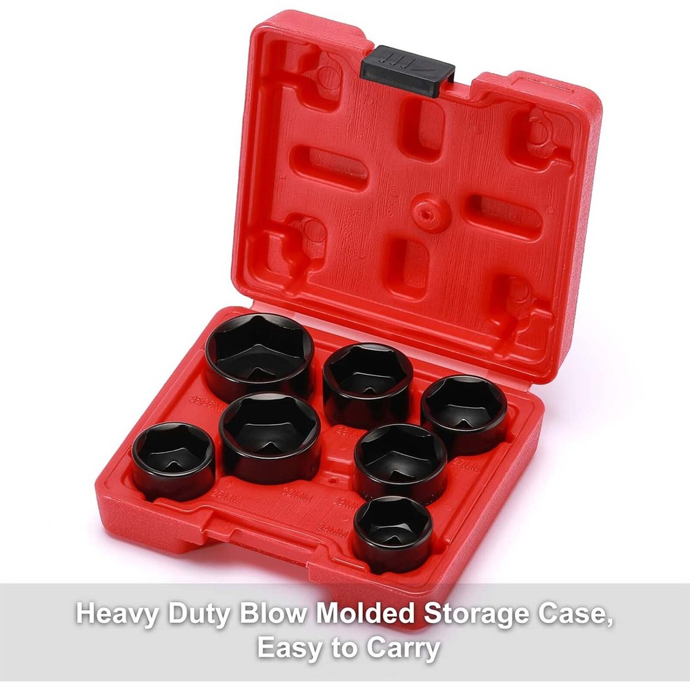 7 Pcs 3/8" Drive Low Profile Oil Filter Socket Set Installer Tool Set 6 Point