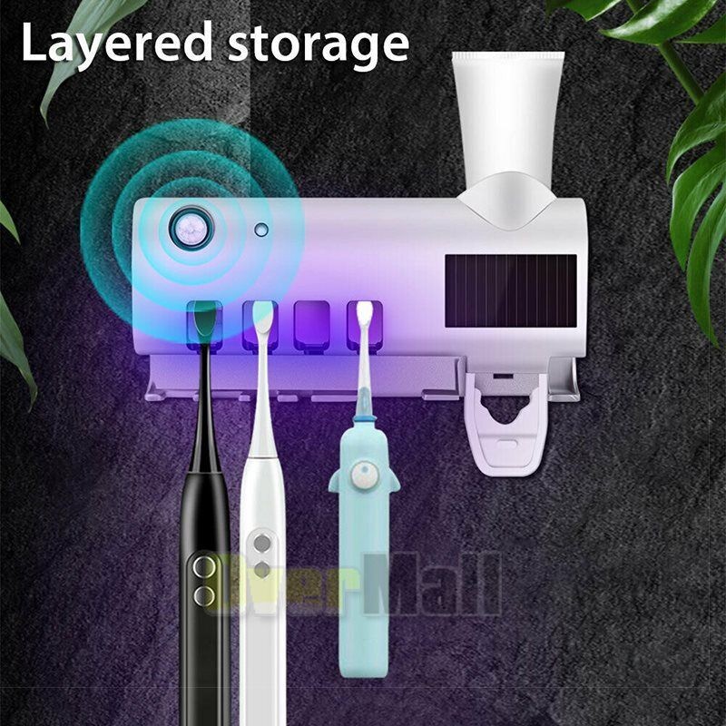 Toothbrush Holder Toothpaste Dispenser With Solar Sterilizer HQ