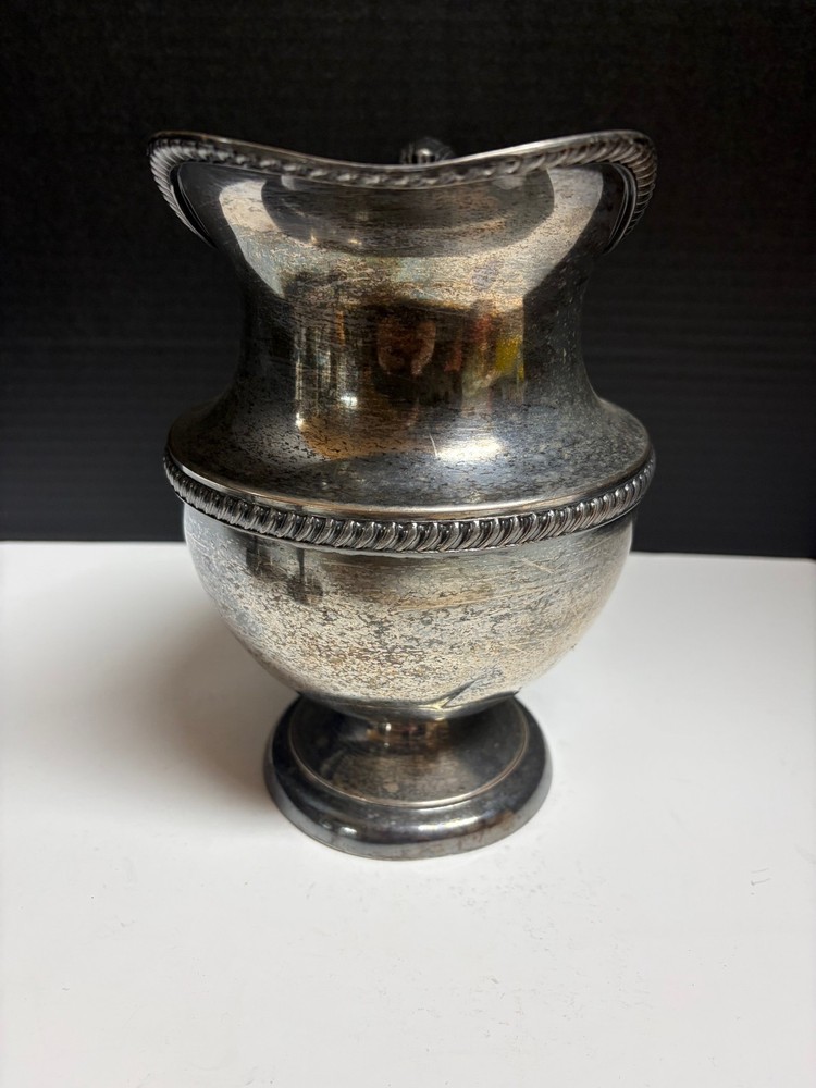 Antique Crescent Silver-Plated Pitcher, Likely Early 20th Century
