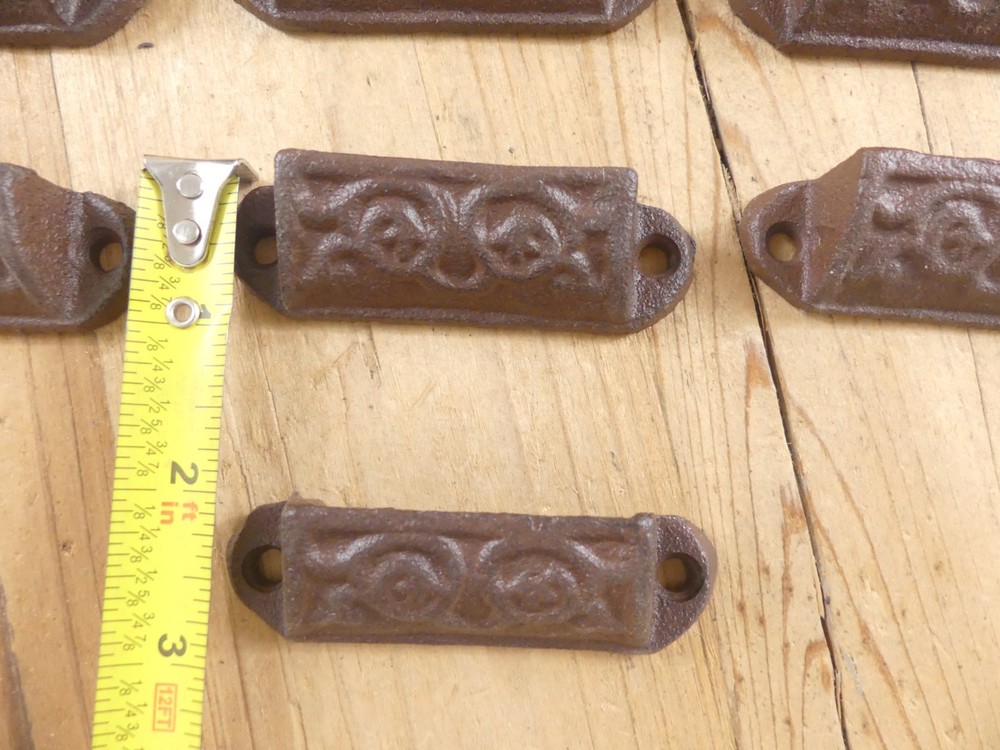20 Cast Iron Brown Ornate Pulls Drawer Cabinet Handles Rustic Vintage Look Knobs