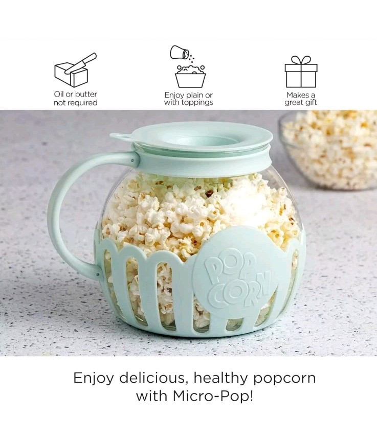 Ecolution Patented Micro-Pop Microwave Popcorn Popper wth Temperature Safe Glass