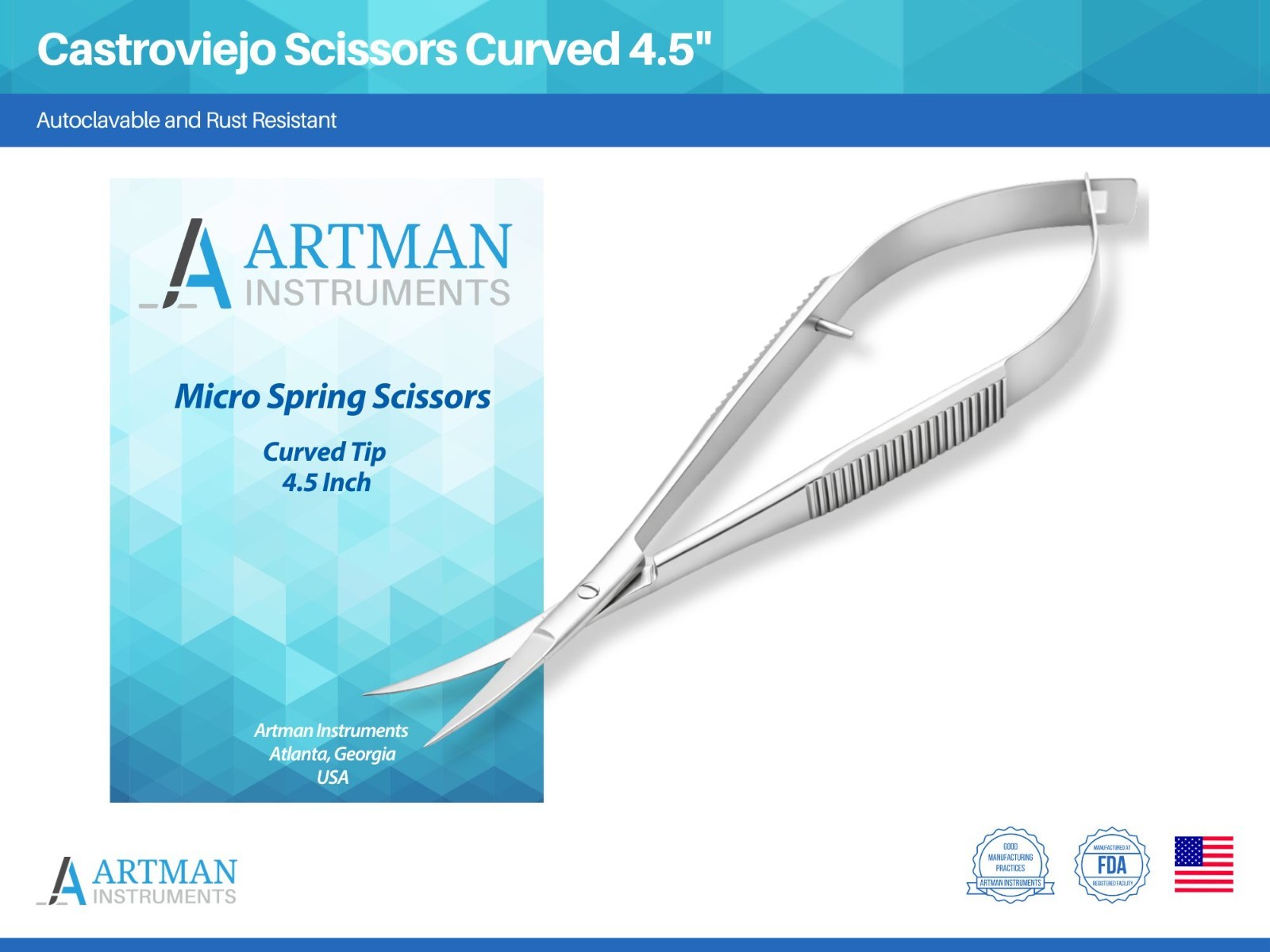 Castroviejo Micro Scissors 4.5" Curved ARTMAN