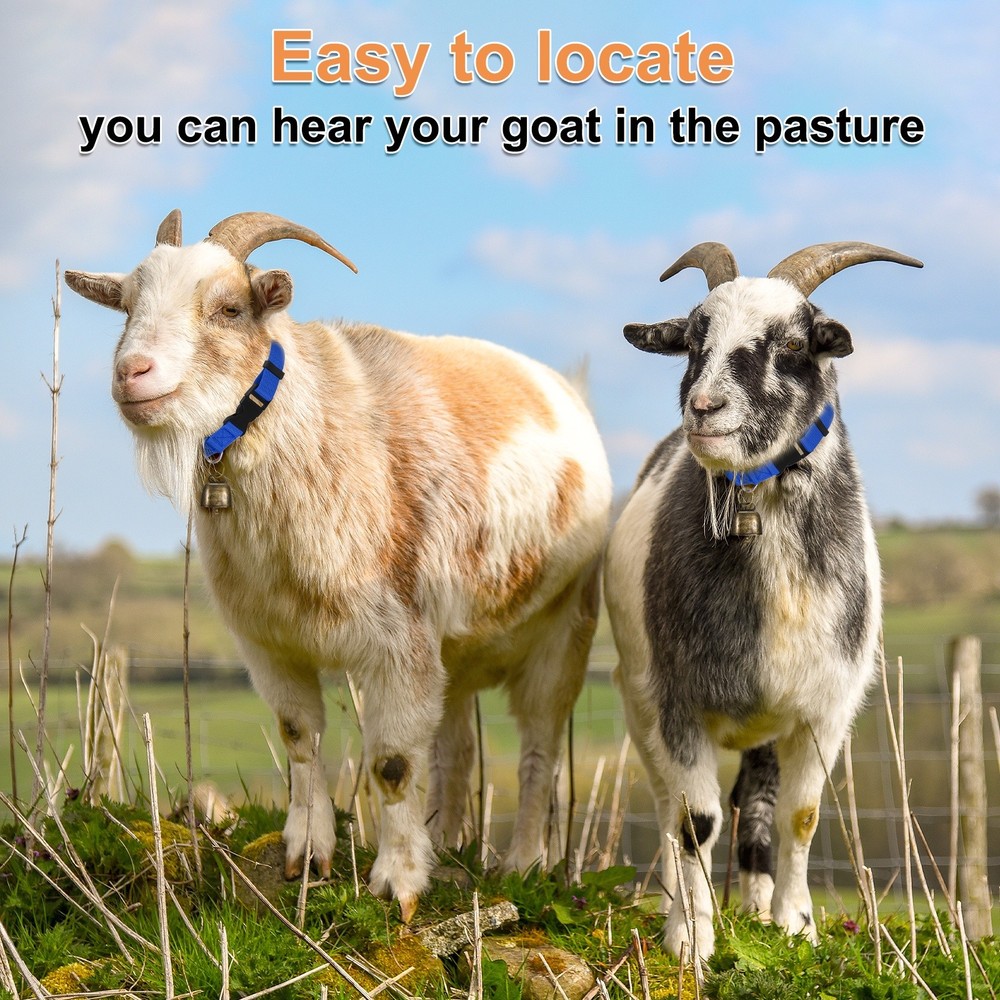 3-Pack Goat Collars with Bells, 13.8"-20.5" Polyester [Dark Blue]