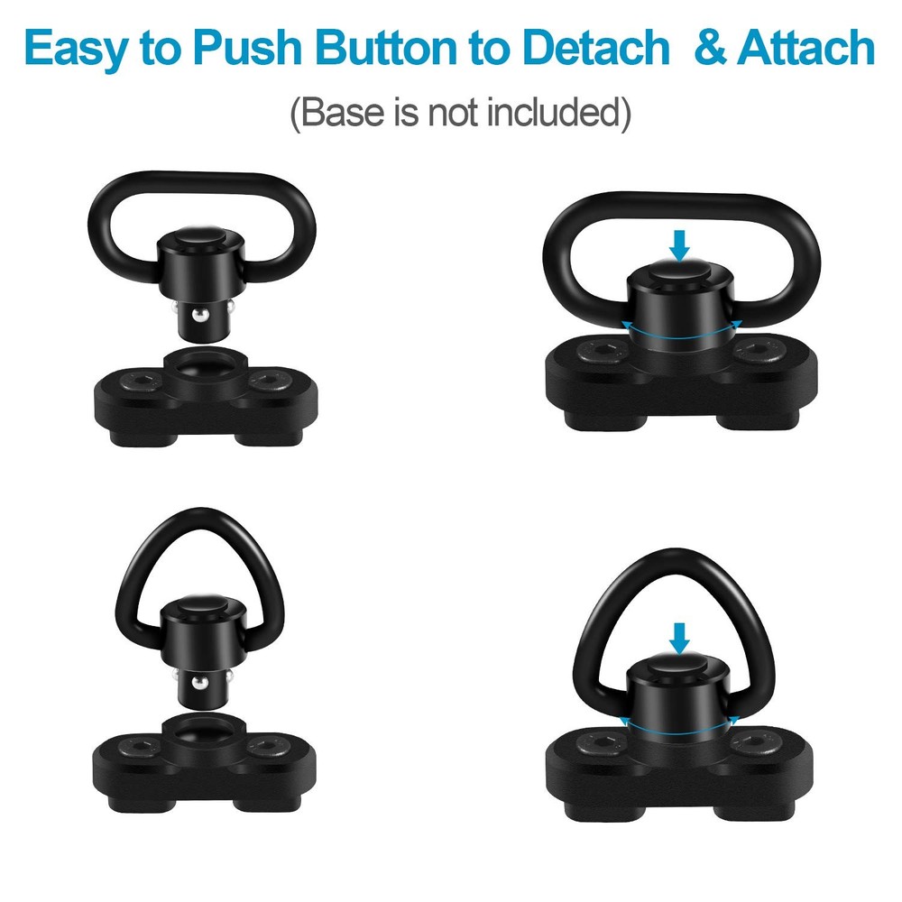 Bengor 4 Pack QD Sling Swivels, 1.25" Loop + D-Loop Quick-Disconnect black