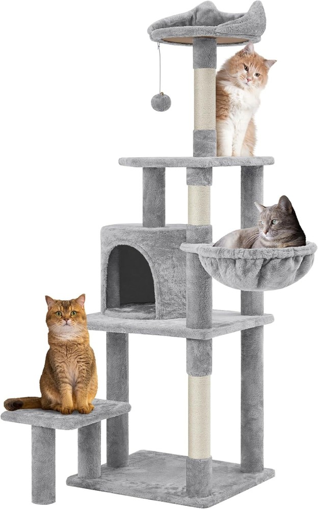 Multi-Level Cat Tree Tower with Extended Platform, Padded Perch,