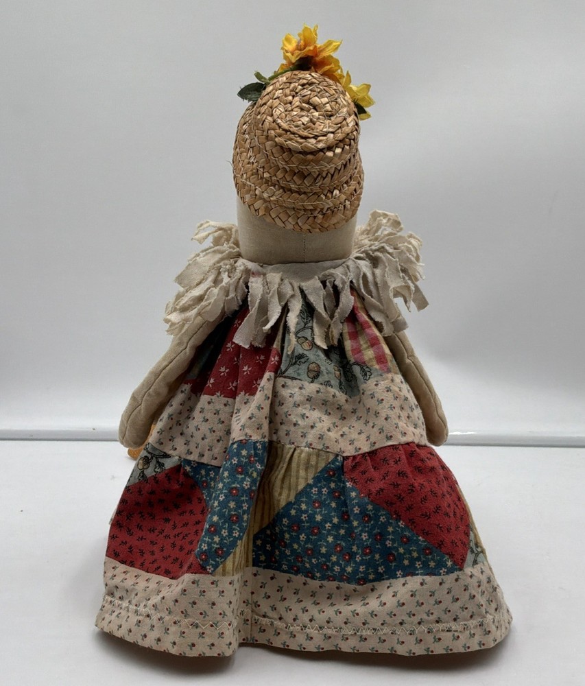 Handmade Primitive Country Chicken Shelf Sitter Doll Patchwork Kitchen Decor