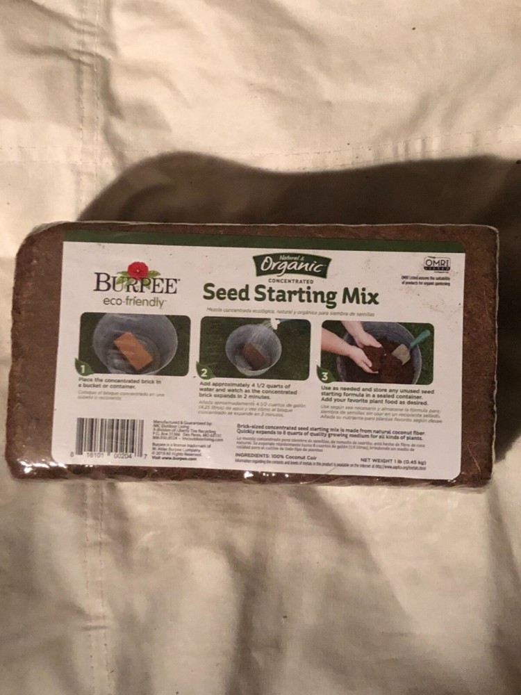 Burpee seed starting mix brick makes 8 quarts