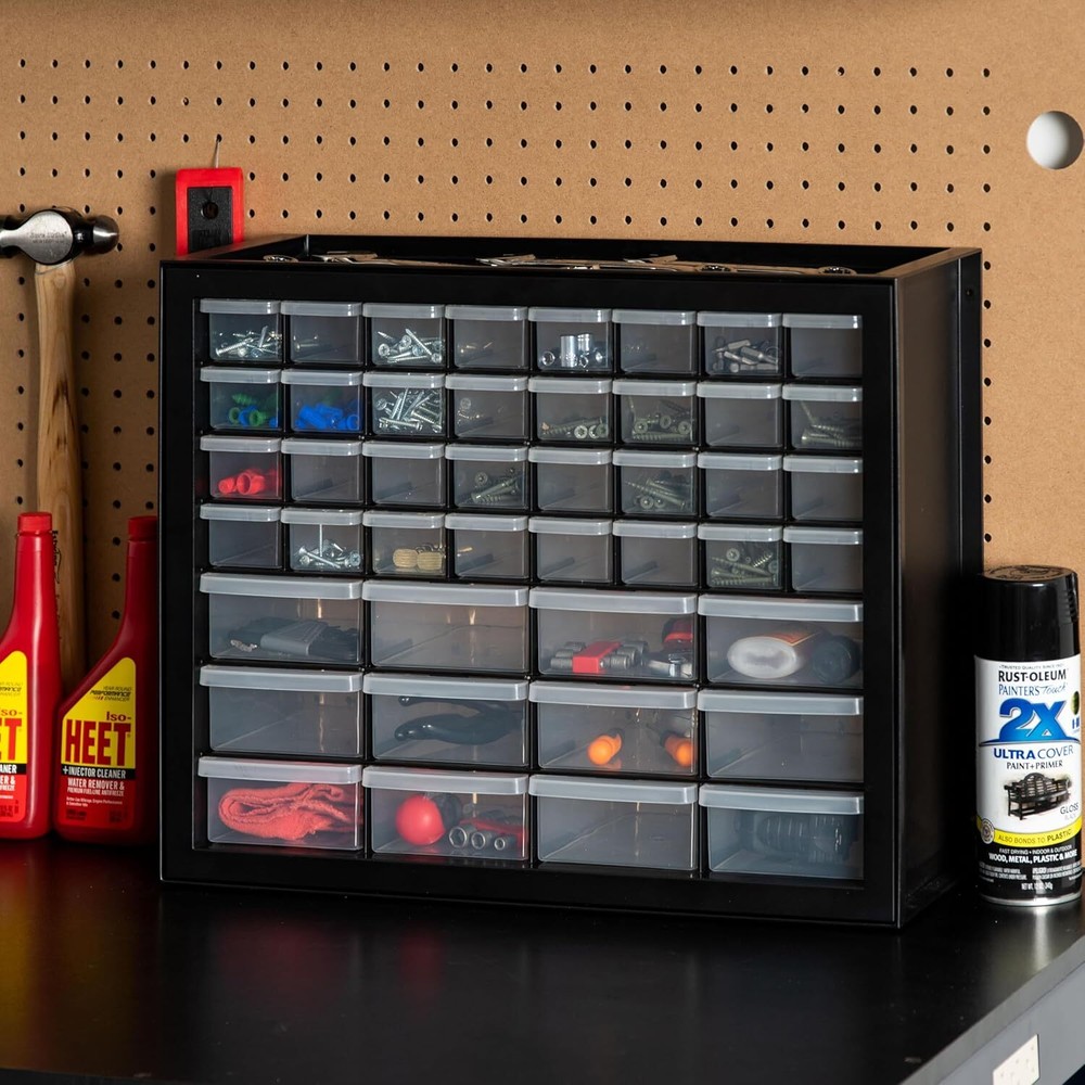 44 Drawer Stackable Storage Cabinet for Hardware Parts Crafts, Black Organizer