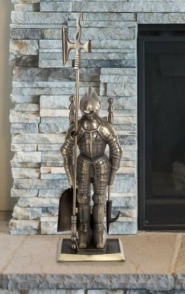 Lizh Metalwork 4 Pieces Knight Templar Fireplace Toolset