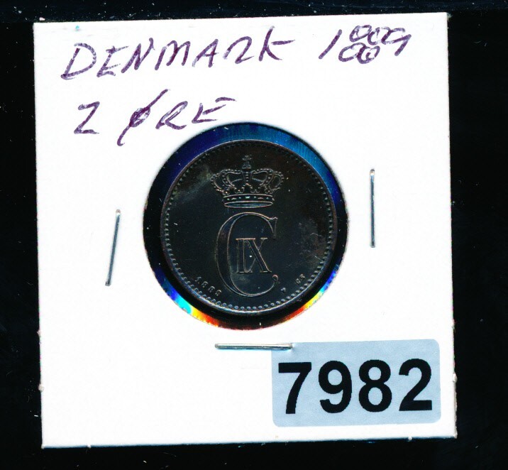 DENMARK - 2 ORE -  1889  - XF  - #7982 - SHARP - STRIKE