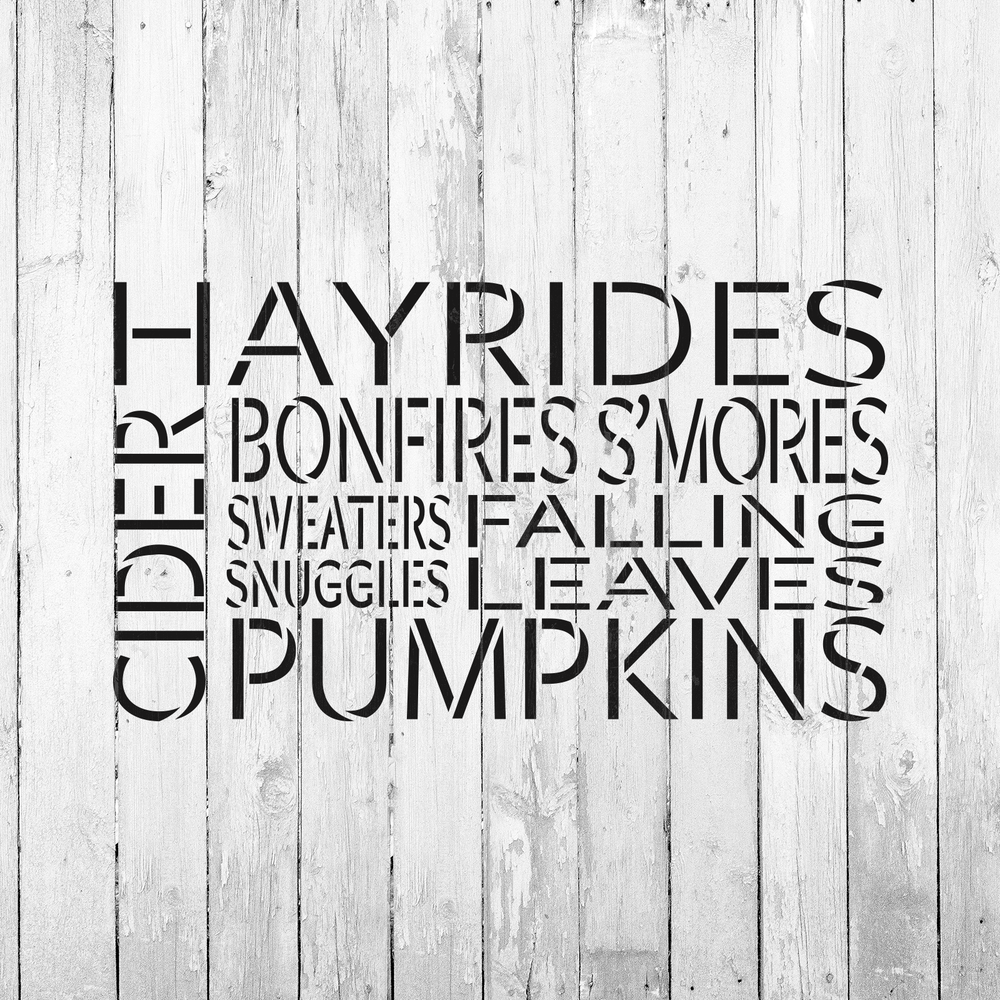 Fall Fun Hayrides Pumpkins Stencil
