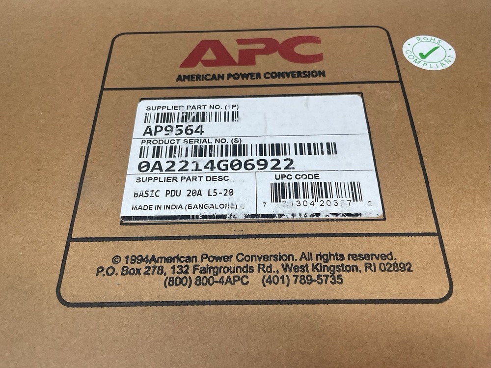 New APC AP9564 Basic Rackmount PDU 20A 120V L5-20