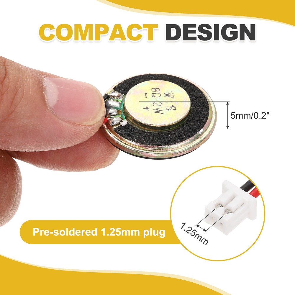 2 Pcs 8 Ohm Small Speaker, 2W 30mm OD Metal Shell Round Magnet Tiny Speaker