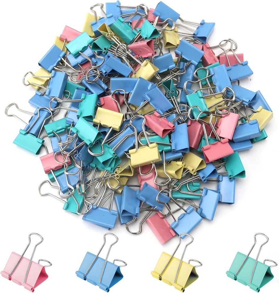 Binder Clips 0.75 Inch, Small Paper Clps, Assorted Color Mini Clips for
