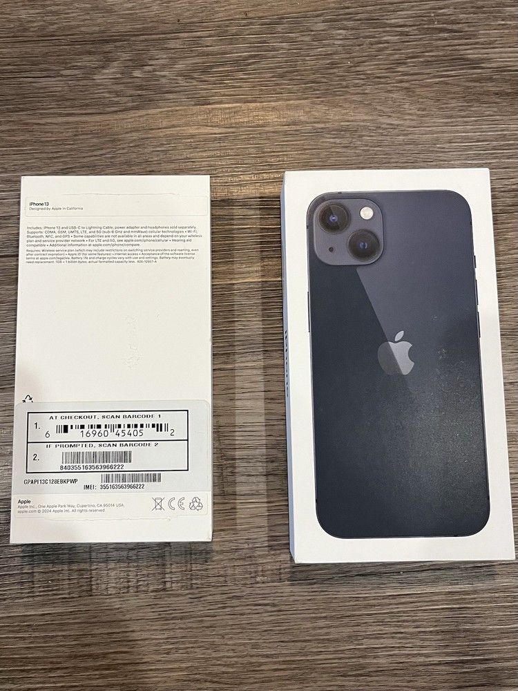 Original Box for iPhone 13 Midnight Blue Empty Box with SIM Key No Sim Card