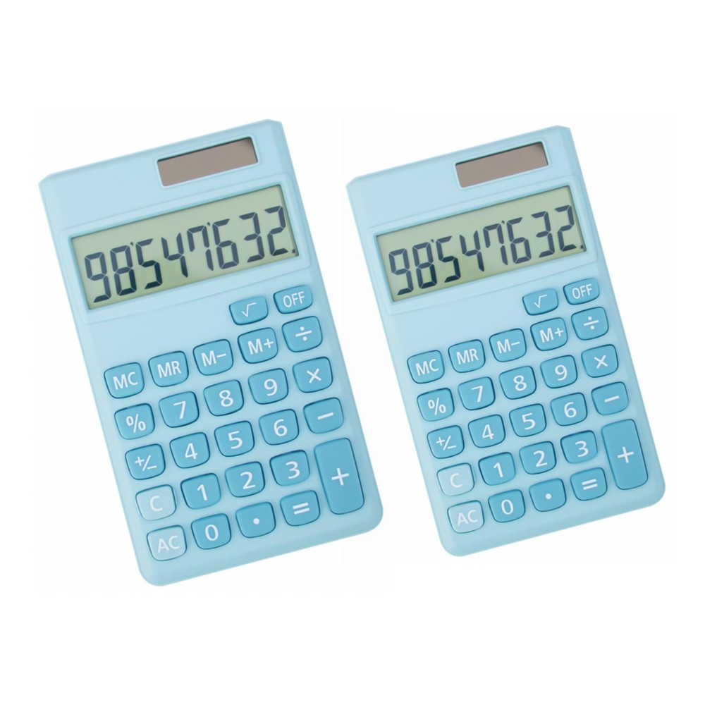 2 PCS Basic Standard Calculators Small Digital Desktop 8-Digit Display Blue