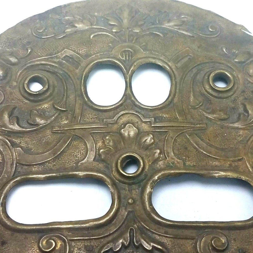 Antique Gesetzlich Geschutzt Signed Brass Switch Plate