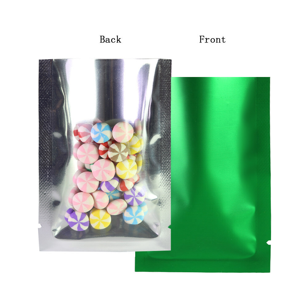 Multiple Colors & Sizes Shiny Clear Front Matte Back Open Top Pouch Bag M9