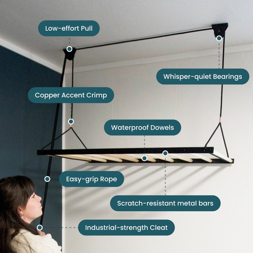 The Nice Rack ceiling-hung laundry drying rack