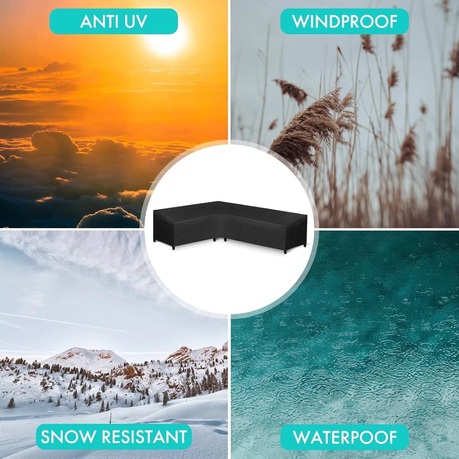 Patio L Shaped Sectional Sofa Cover Waterproof Heavy Duty Outdoor Sectional