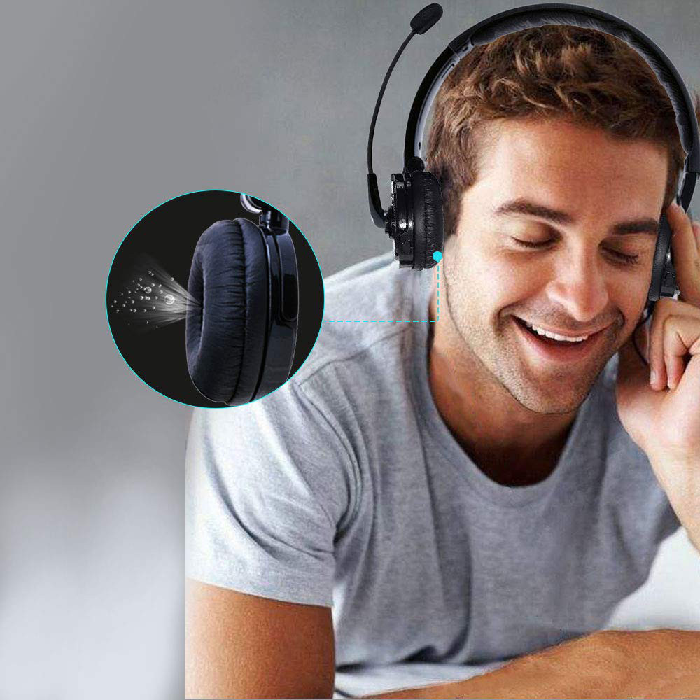 Bluetooth Headset with Microphone, Over-The-Head Wireless Stereo Headphones