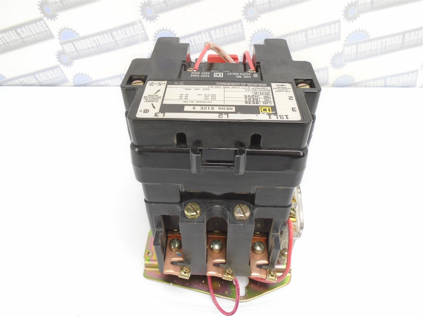 SQUARE-D 8536SEO1H20S SZ 3 MOTOR STARTER LOGIC 25-50HP Coil 480V 90A 600V TESTED