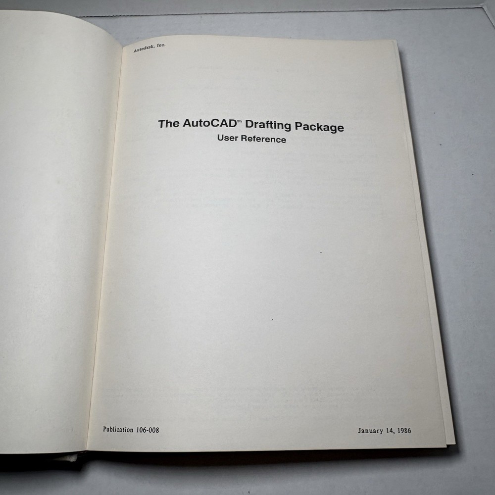Autocad 1986 Drafting Package Reference Technical Manual Book Vintage Autodesk