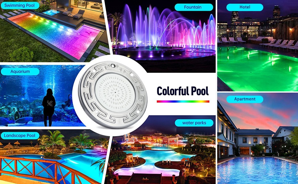 Awanhe Inground 20W LED Pool Light 50ft Cable With Remote And APP Control