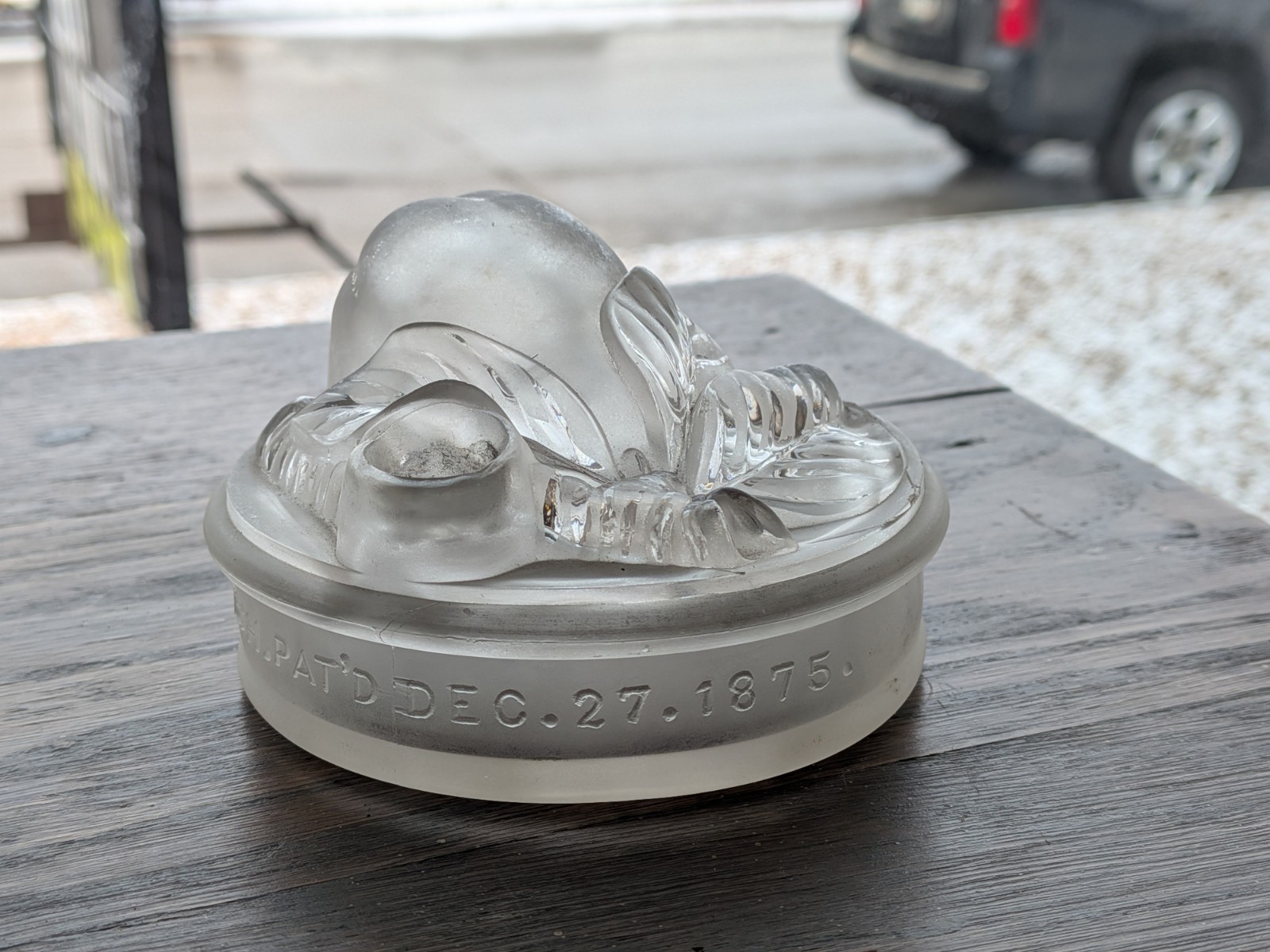 Blown Glass Figural Pear Inkwell GE Hatch Patented 1875 Cut Shut Pontil Bottle