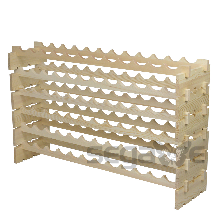 Holder Stackable Storage 72 Bottles Wine Rack 6 Tier Solid Wood Display Shelves