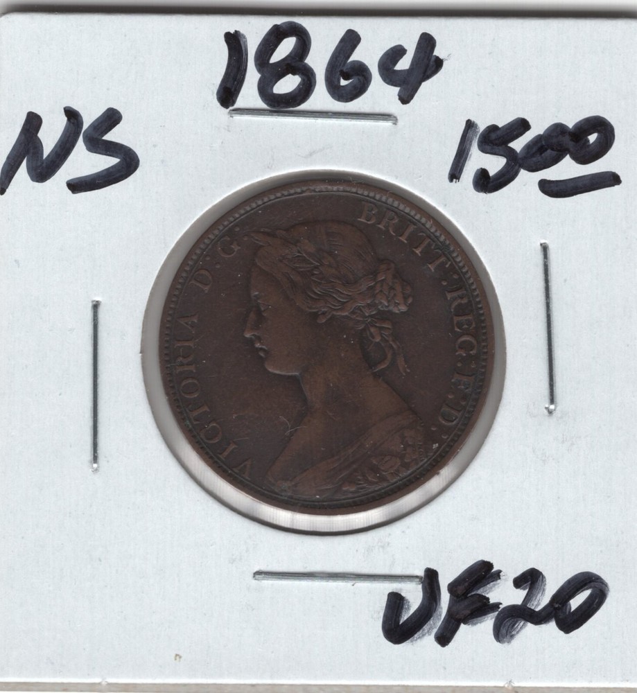 1864 Nova Scotia Large Cent Coin VF