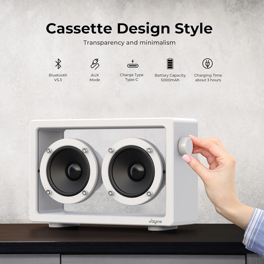 Portable Bluetooth Speaker, 16W Minimalist Speakers Off White