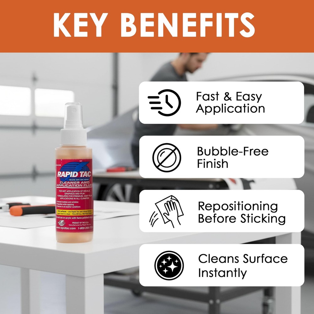 Rapid Tac Application Fluid 4oz Spray Bottle | Bubble-Free Application | Allo...