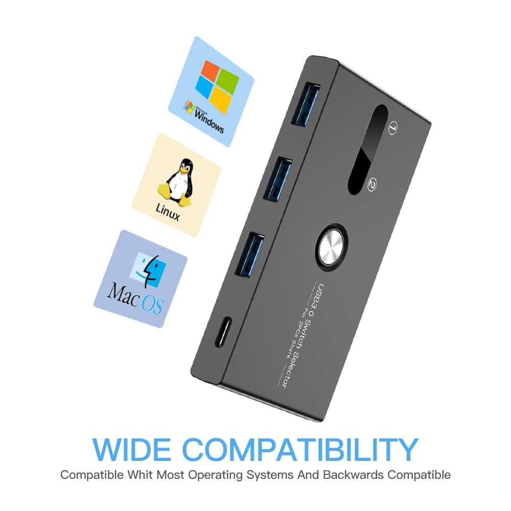 USB C Switch&USB A Switch 2 in 1USB switcher 2 Computers Sharing USB C & A De...