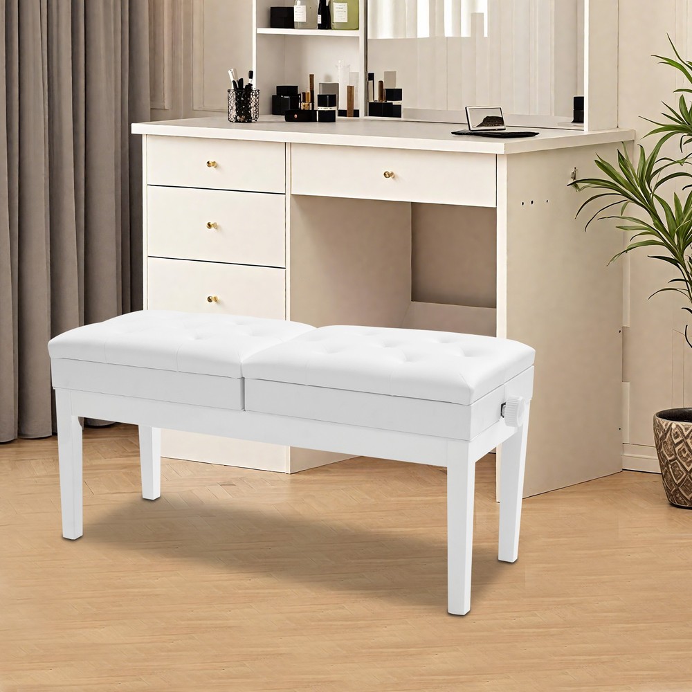 Adjustable Double Seater Piano Bench with Storage, Durable & Elegant Design