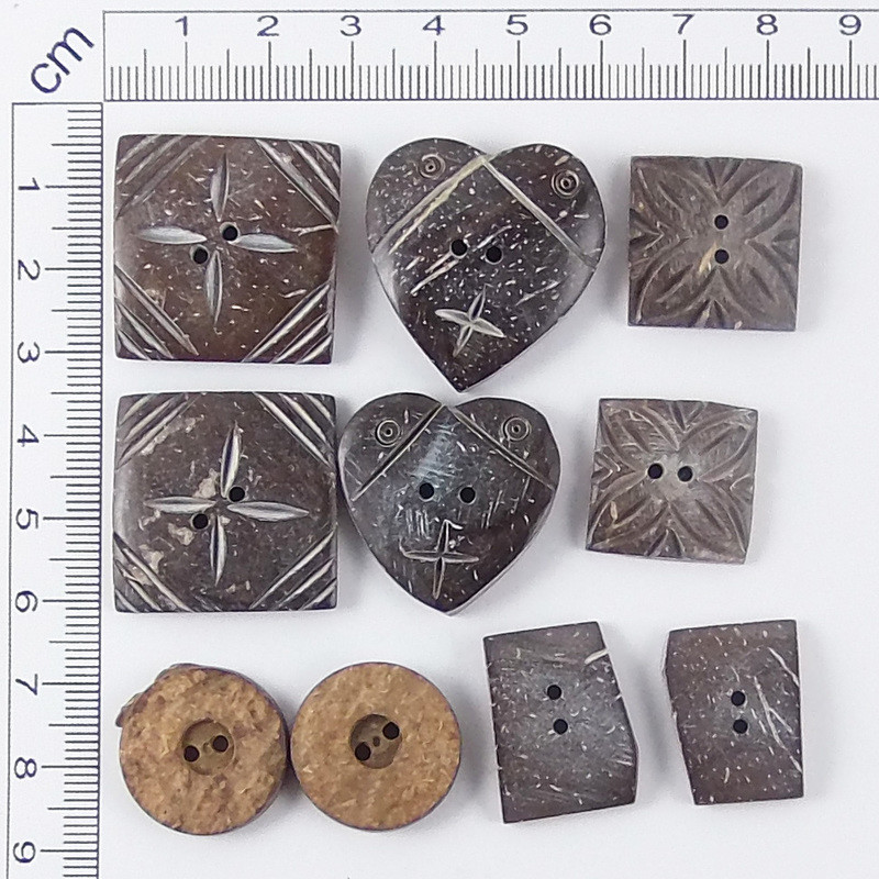 Handmade Natural Coconut Buttons - Natural - Assorted Sizes - Value Pack 10 pcs