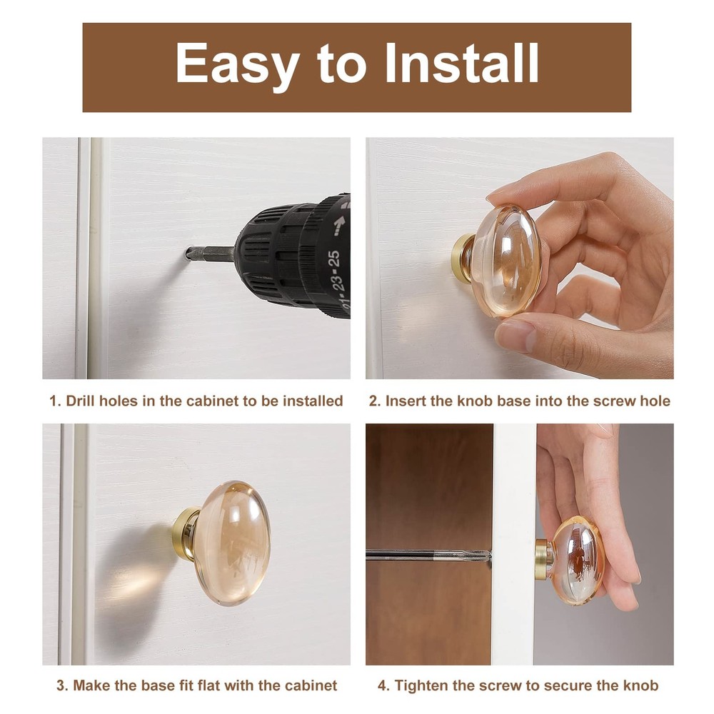 8 Pack Champagne Crystal Cabinet Knobs Gold Cabinet Knobs Glass Knobs For Dresse