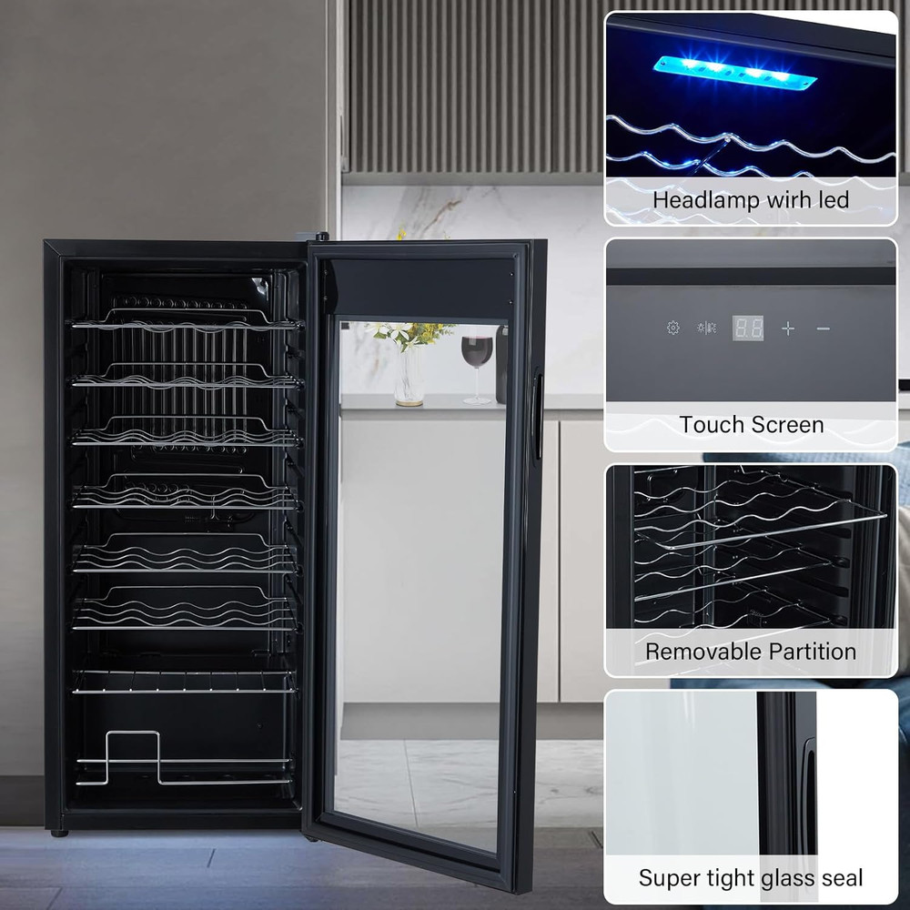 32-Bottle Wine Cellar 37 Compact Wine Cooler Digital Temperature Control