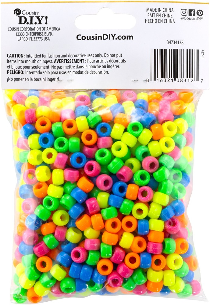 Fun Pack Acrylic Pony Beads 700/Pkg Neon