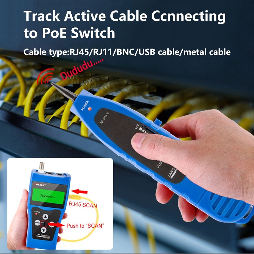 NF-388 Network Cable Tracker Detector Tester RJ45 Cable Lan Tester MeasureLength