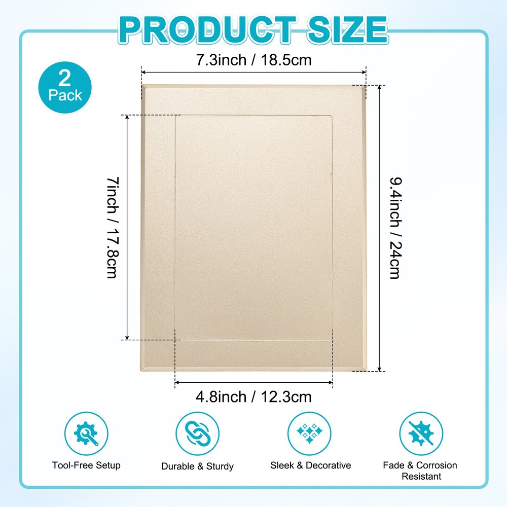 2-Pack Access Panel for Drywall, 7x5" Plastic Removable [Gold Tone, Rectangle]