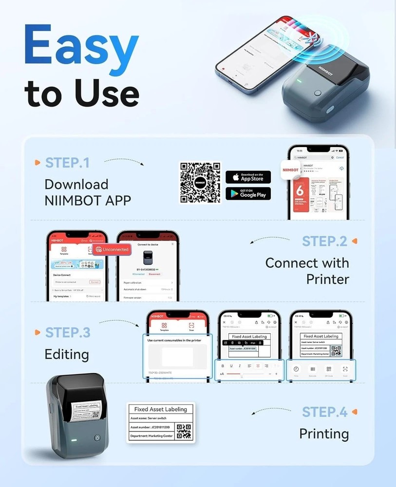 B1 Bluetooth Label Maker: High-Speed Thermal Printer with Creative App Features