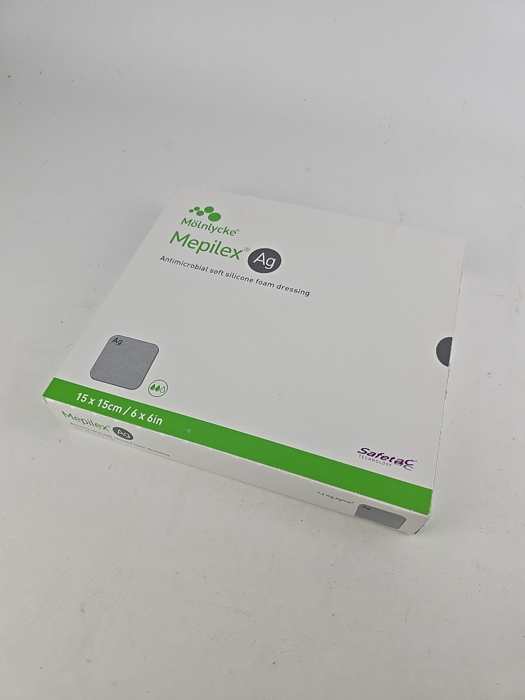 5/Box, Molnlycke Mepilex Ag Soft Silicone Foam 6" x 6" Dressing 287300 -2027 EXP